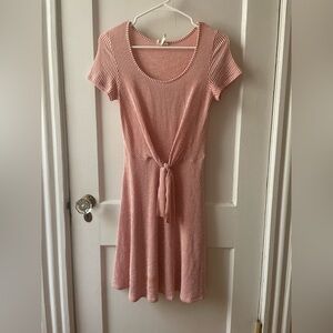 pink striped midi dress